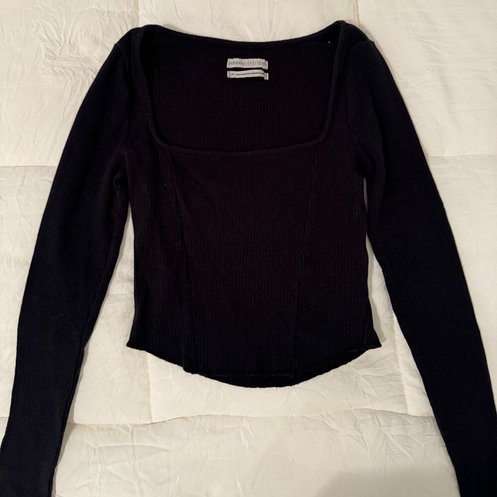 Urban Outfitters Black Corset Long Sleeve Top